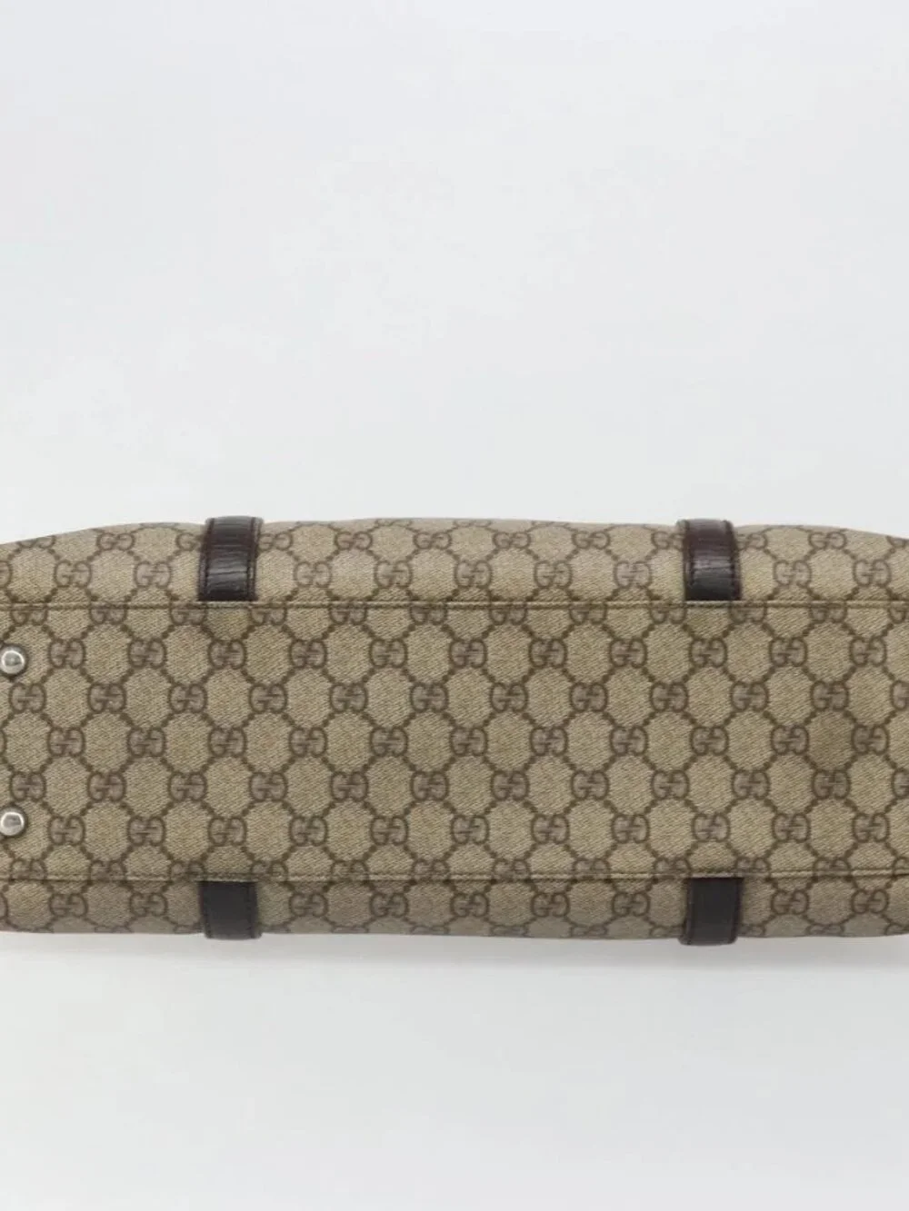 GUCCI GG Supreme Tote Bag PVC Beige Silver 114595 Auth 187099